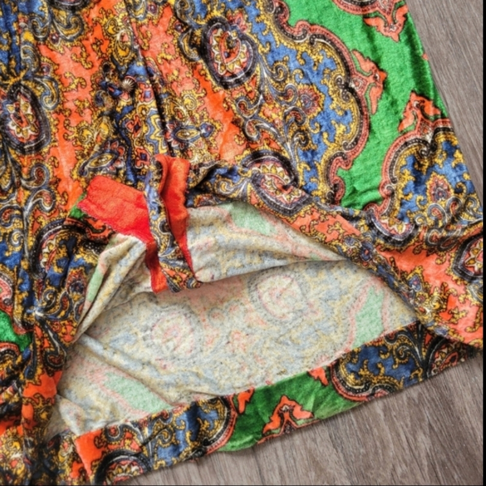Vintage Campus Casuals Velour Tapestry Maxi Dress 70's Hippie Boho Paisley S - Picture 6 of 7